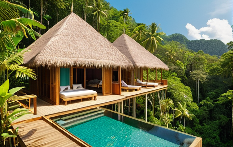 **Prompt for Image 1 (Sustainable Development):**
    A serene, luxurious eco-resort nestled in the lush tropical landscape of Thailand. The architecture blends seamlessly with nature, featuring natural materials like wood and thatch. Solar panels are subtly integrated into the design, reflecting a commitment to renewable energy. Guests are seen enjoying a tranquil moment on a private terrace overlooking clear turquoise waters, surrounded by vibrant, untouched greenery. The atmosphere is one of peaceful environmental harmony and responsible luxury. Golden hour lighting enhances the natural beauty.