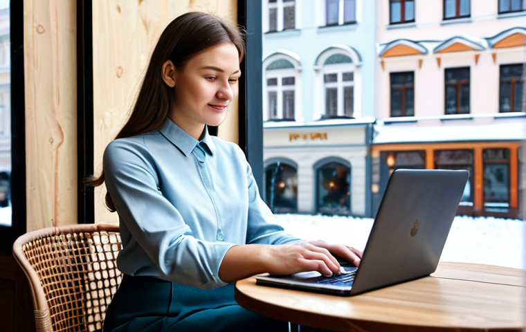 Digital Nomad in Moscow**

"A young professional woman, fully clothed in a stylish yet modest business casual outfit (e.g., a blouse and trousers or a knee-length skirt), working on a laptop at a cozy cafe in Moscow, Russia. The cafe should have a modern, warm atmosphere with a view of a snowy street.  Appropriate attire, safe for work, perfect anatomy, correct proportions, natural pose, well-formed hands, proper finger count, natural body proportions, professional photography, high quality."

**