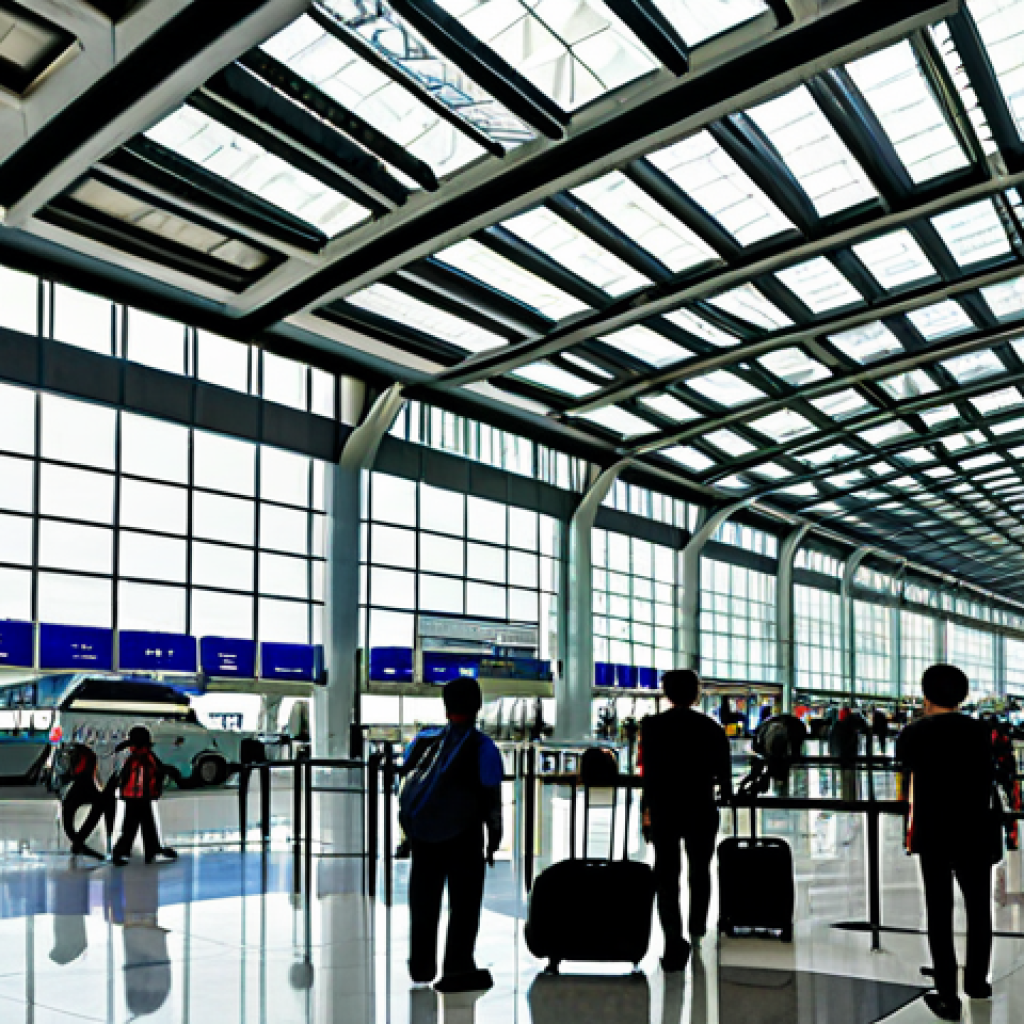 태국의 주요 교통 허브 - **Suvarnabhumi Airport Grand Arrival:** A wide-angle shot capturing the impressive, modern interior ...