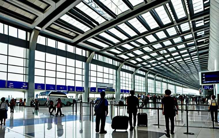 태국의 주요 교통 허브 - **Suvarnabhumi Airport Grand Arrival:** A wide-angle shot capturing the impressive, modern interior ...