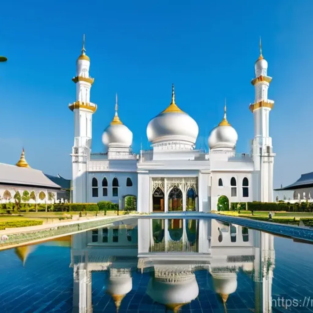 태국의 이슬람 문화 - **Prompt 1: The Majestic Pattani Central Mosque and Its Serene Surroundings**
    An awe-inspiring w...