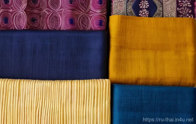 태국의 전통 천연 염색 - **Prompt:** A serene, candid portrait of an elderly Thai female artisan in a rustic, sun-drenched tr...