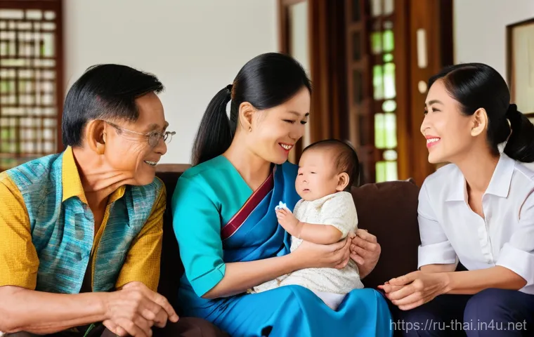 태국의 가족 문화 - Here are three detailed image generation prompts in English, based on the provided text, adhering to...