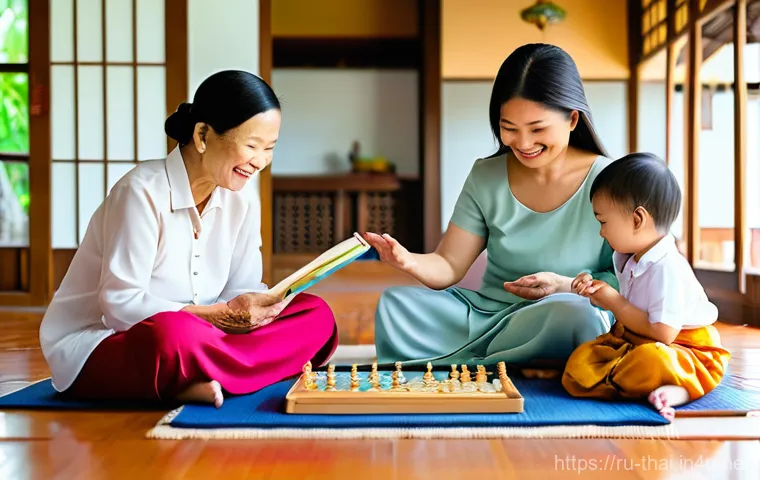 태국의 가족 문화 - Prompt 1: Generations Under One Roof: A Thai Family's Harmony**