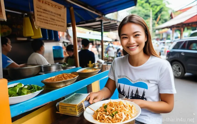 태국 화폐 사용법 - A tourist, a Russian man in his early 40s wearing a clean, casual t-shirt and shorts, stands cautiou...