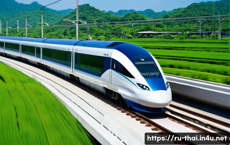 태국의 도시 계획 변화 - Thailand's Modern Transport Transformation**
    "A vibrant, high-angle shot showcasing a sleek, mod...