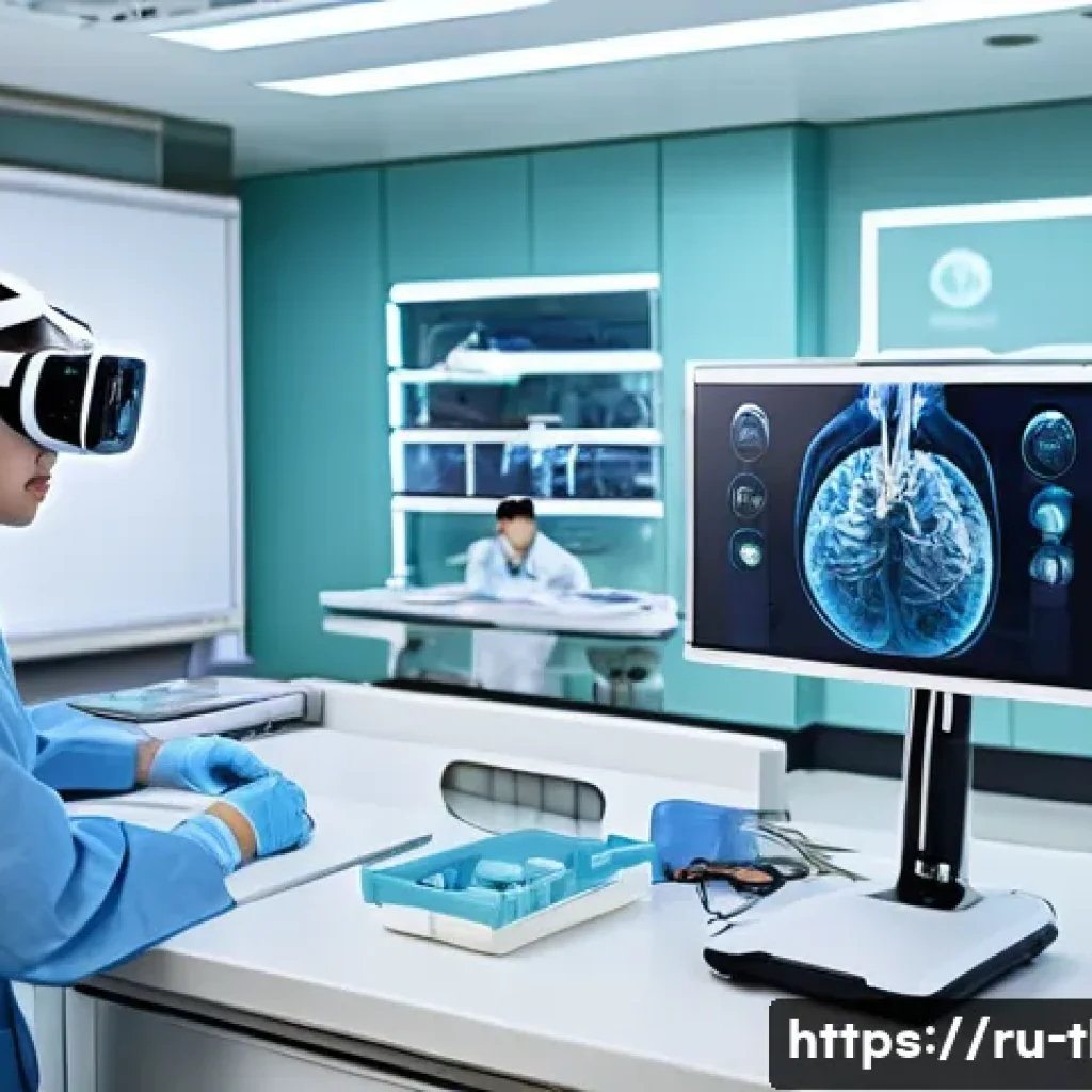 태국의 의료 교육 - A modern medical university classroom in Thailand featuring diverse international students wearing c...