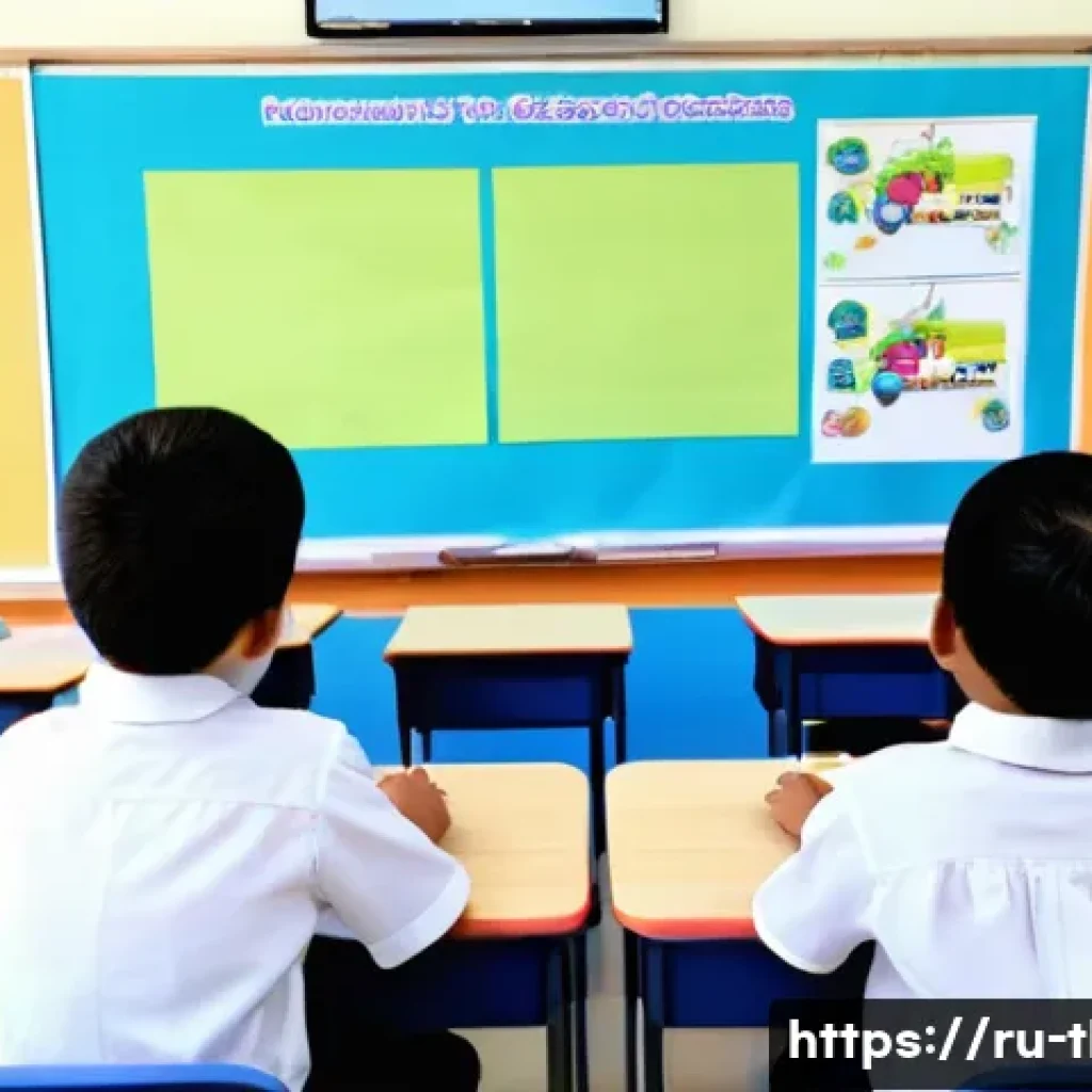 태국의 초등 교육 변화 - A vibrant elementary school classroom in Thailand featuring young students wearing school uniforms a...